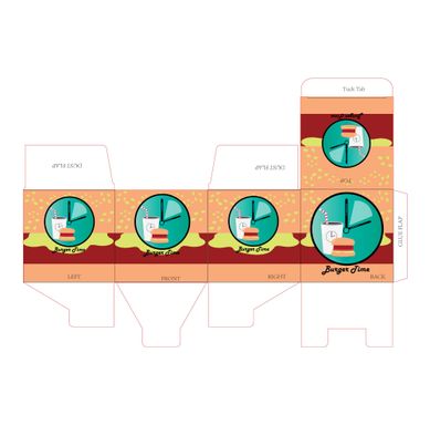 Example of package design with a burger box